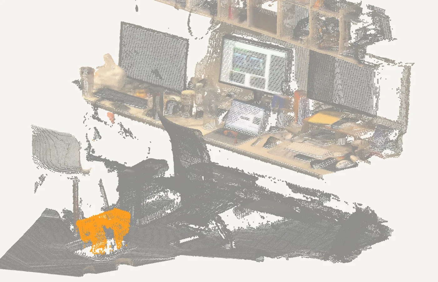 Point-cloud reconstruction of the desk and the bin