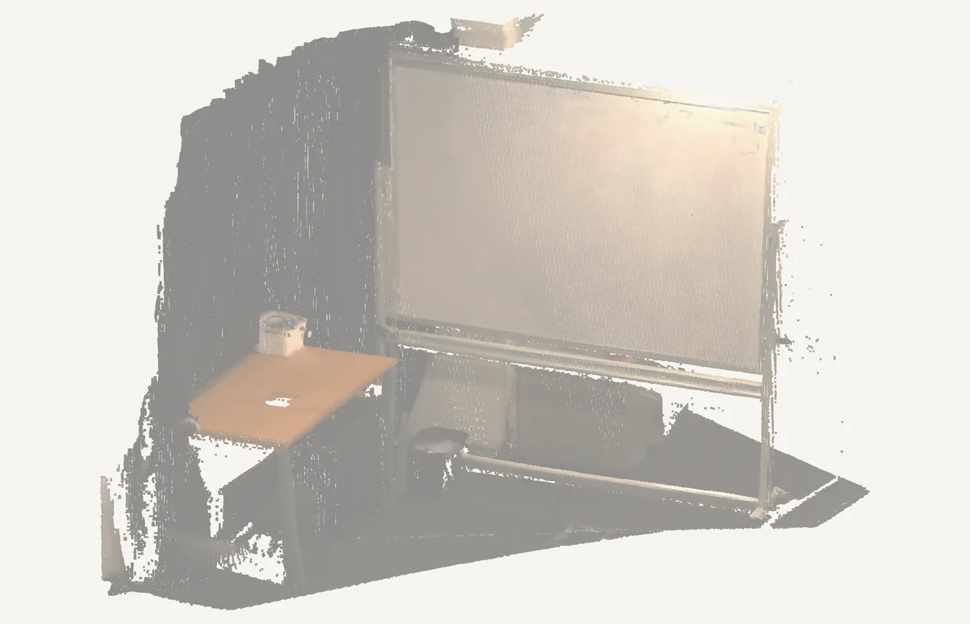 Point-cloud reconstruction of the whiteboard and the table